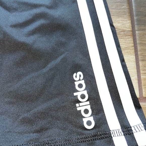 Nwt Girls Adidas Black White Climalite Elastic waist bike shorts XL 16 Stretch - Picture 10 of 10